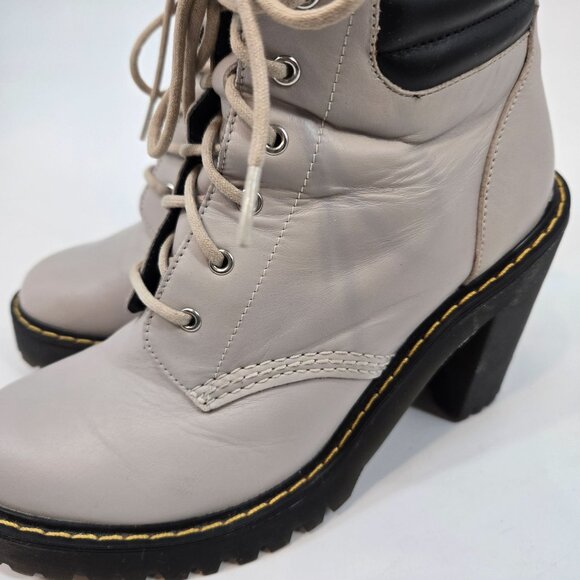 Dr. Martens Taupe Persephone Lace Up Heeled Ankle Boots Women's Size US 7 EU 38 - Picture 12 of 12